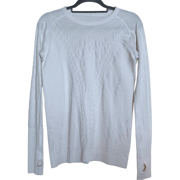 Lululemon Rest Less Textured Long Sleeve Crewneck Tee in Heathered White - Picture 6 of 9